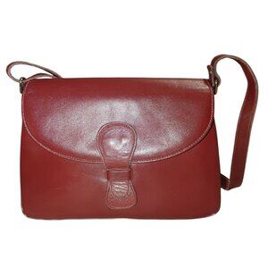 Etra Burgundy Leather Shoulder Bag Vintage Flap Closure Adjustable Strap 3